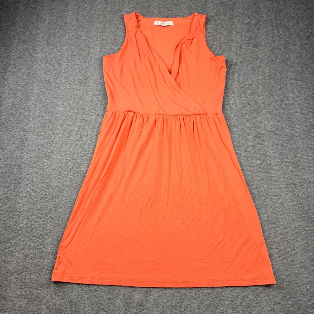 LOFT Ann Taylor Women's S Small Coral Sleeveless Surplice Wrap Fit & Flare Dress